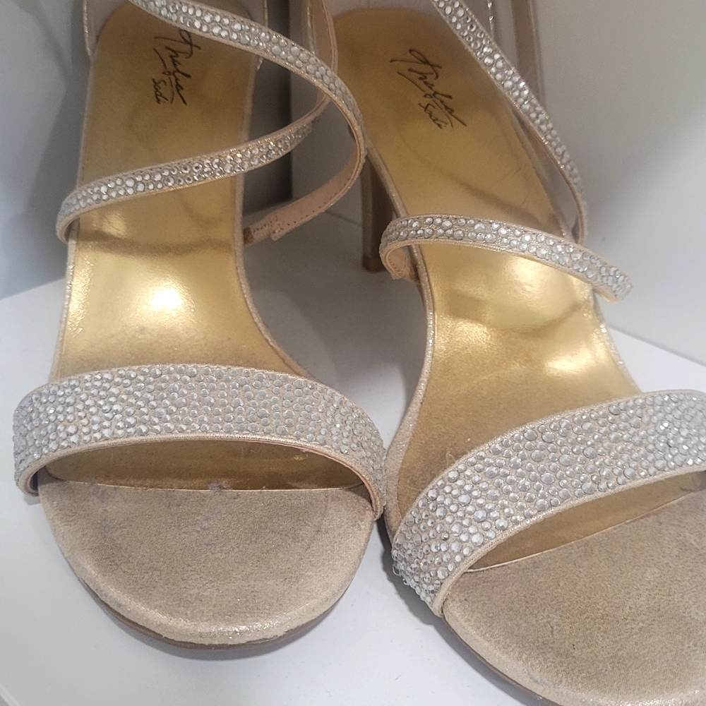 Thalia Sodi Silver and Gold Strappy Heels